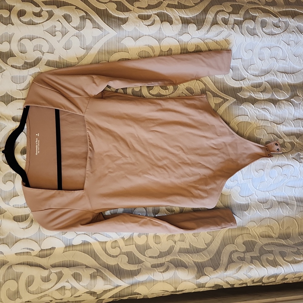 Abercrombie & Fitch medium square neck tan bodysuit nwt